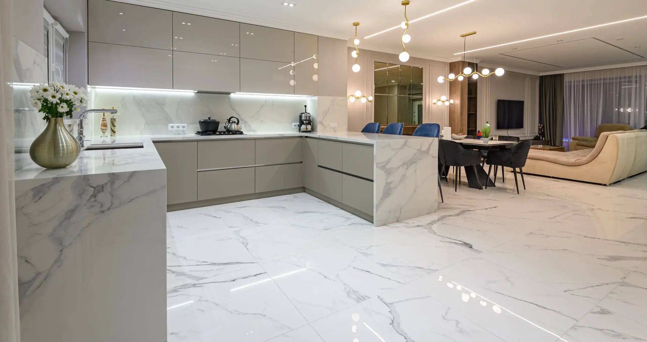 Premium Tiles Maitland: Large format floor tiles for open-plan kitchens and living spaces.